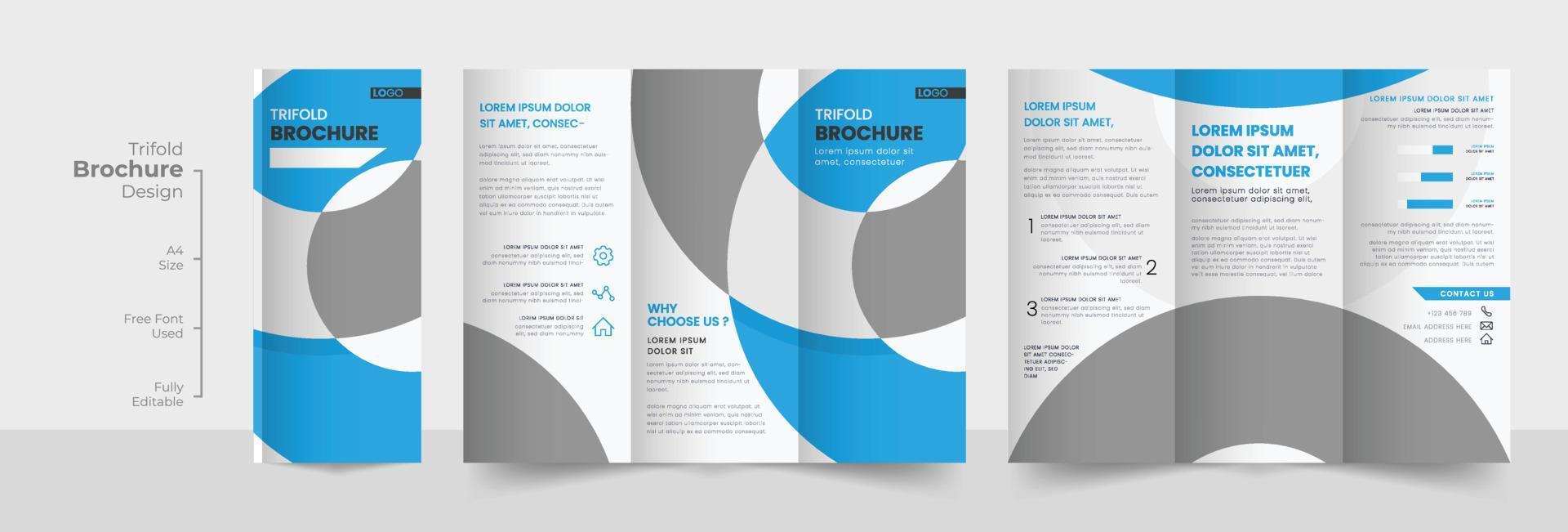 Business trifold brochure template, Modern, Creative and professional tri fold brochure vector design