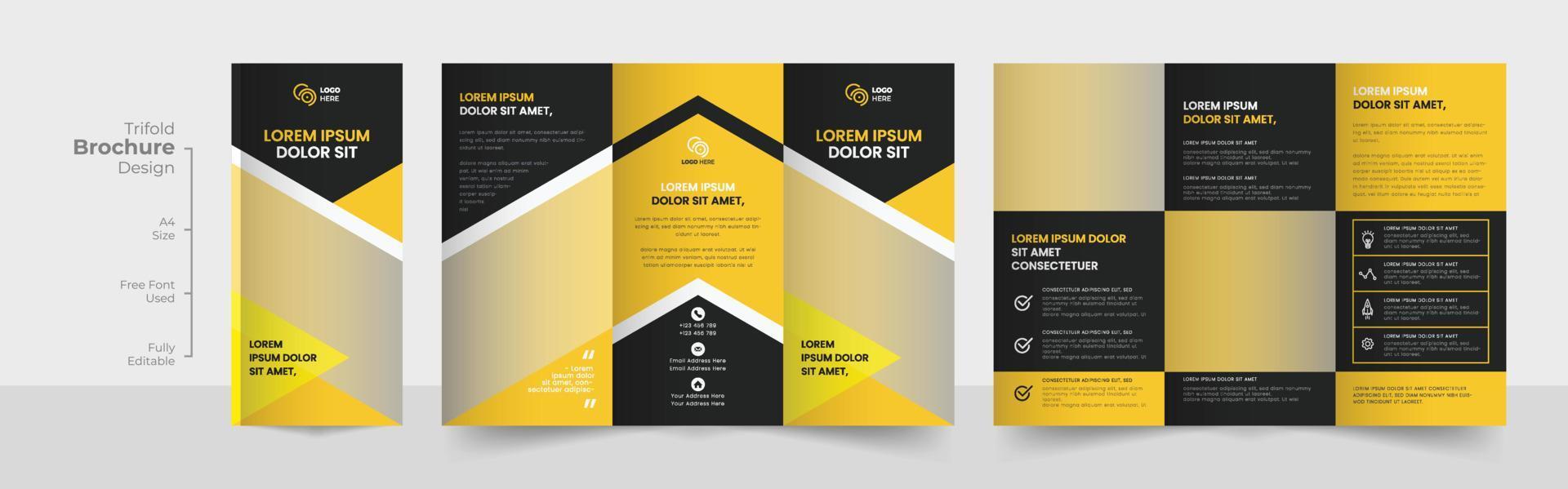 Corporate modern business trifold brochure design template, Professional business three fold flyer template, Simple and minimalist promotion layout vector