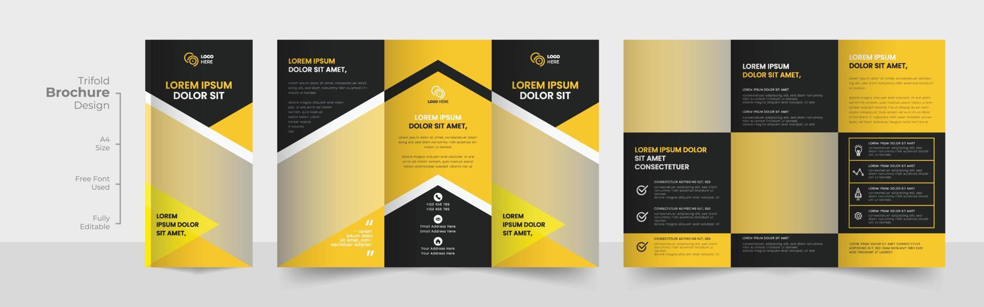 Corporate modern business trifold brochure design template, Professional business three fold flyer template, Simple and minimalist promotion layout vector