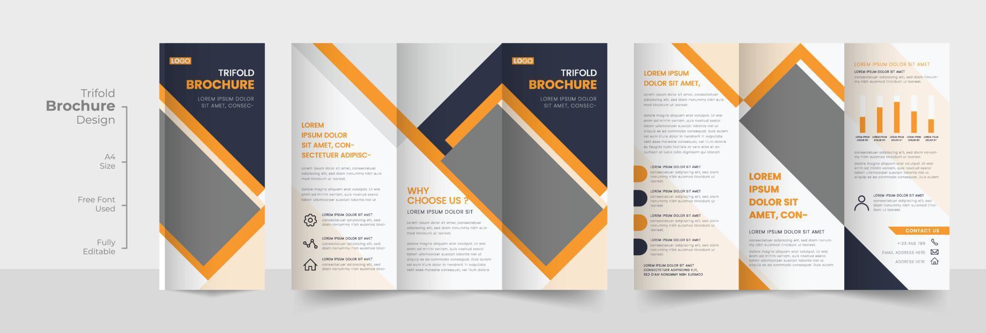Business trifold brochure template, Modern, Creative and Professional tri fold brochure design vector