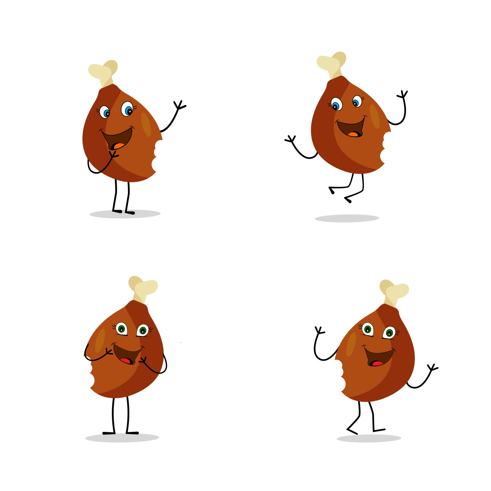 Fried chicken, chicken thighs icon, vector fried chicken icon, cute
