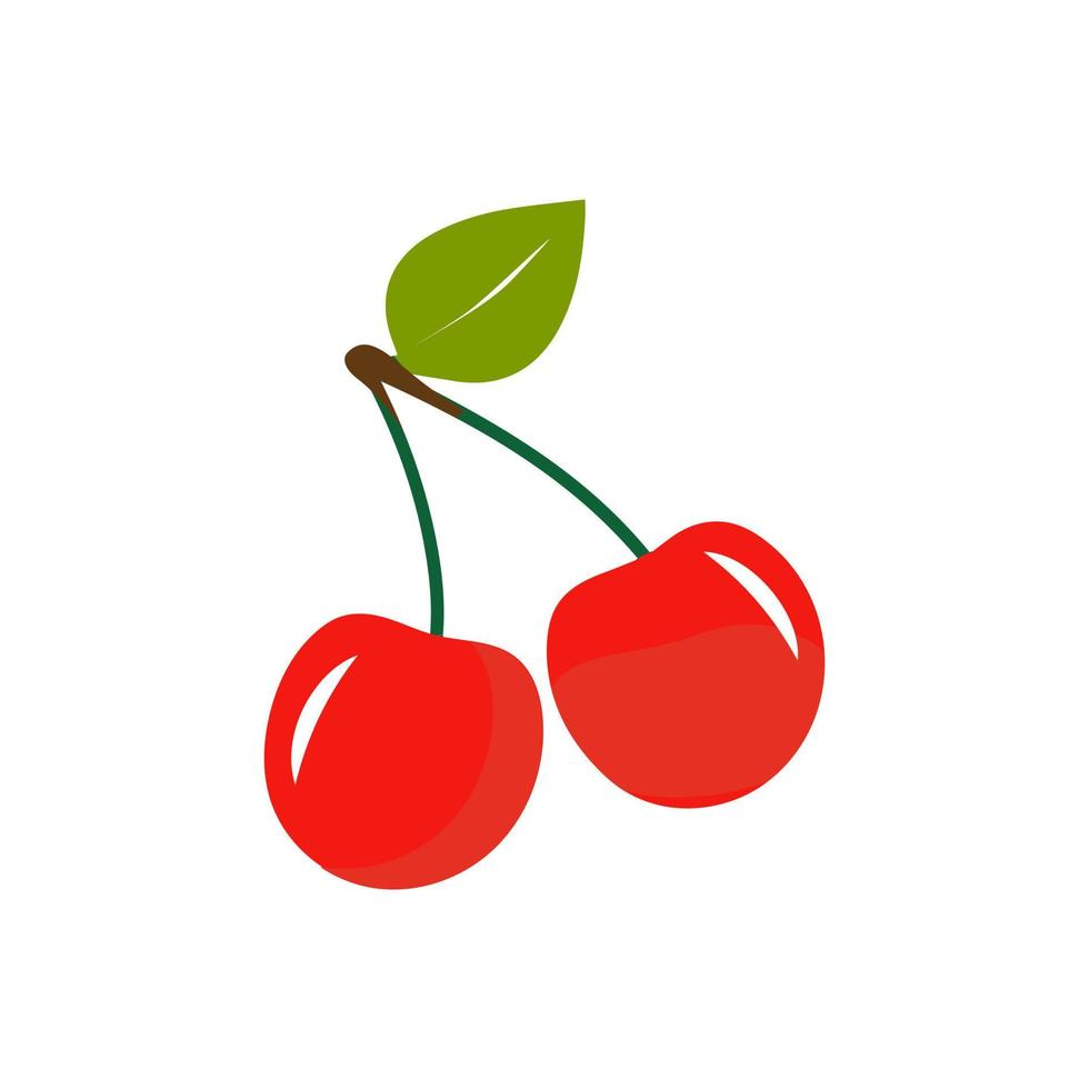 Cherry cartoon vector illustration. Cute Cherry character,  icon vector illustration. Character is cheerful with arms and legs. Set of fruits emoticon