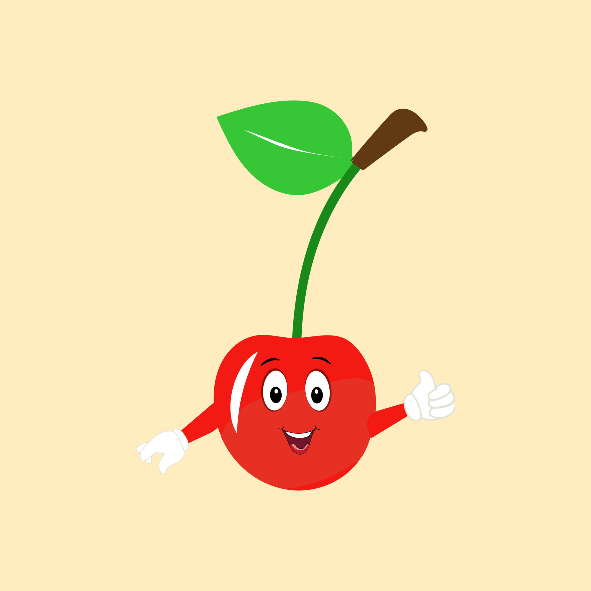 Cherry cartoon vector illustration. Cute Cherry character, icon vector illustration. Character