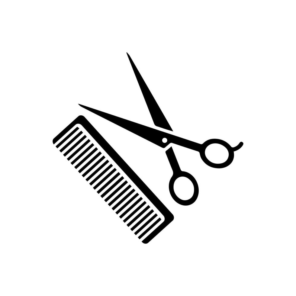 peine y tijeras icono. tijeras cepillo para el pelo vector ilustración, pelo peines y tijeras conjunto aislado en un blanco antecedentes. Barbero icono, vector mejor plano icono.