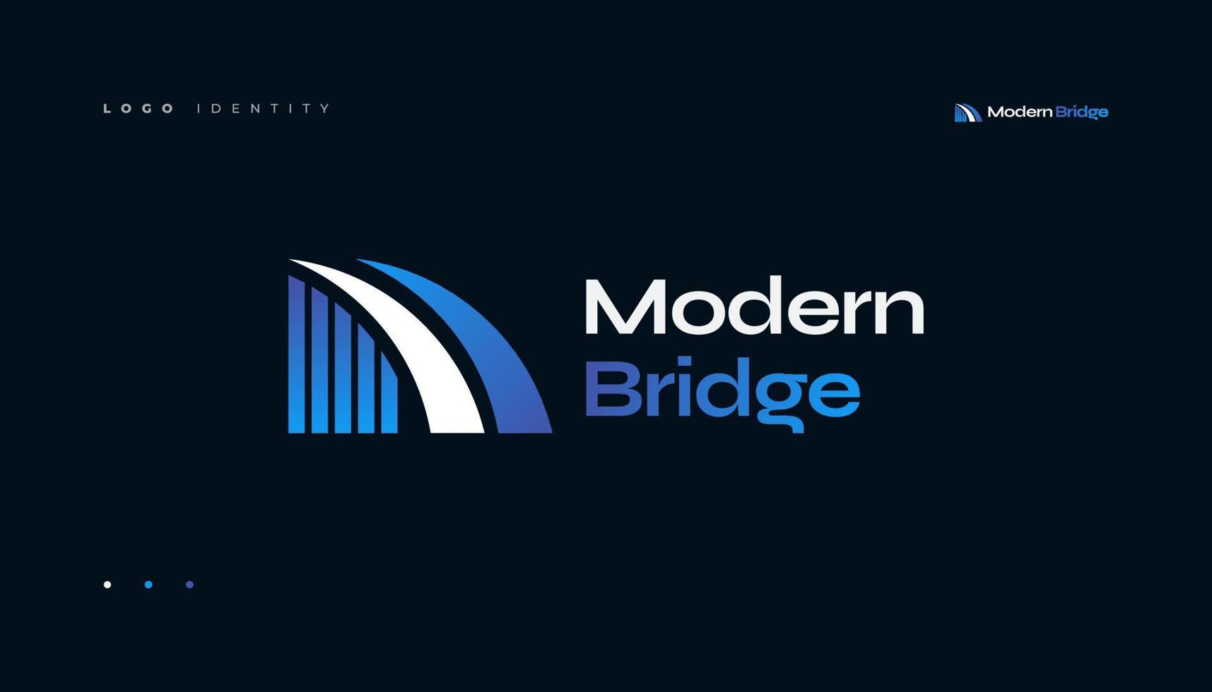 A Simple Bridge Logo in Blue and White Colors Suitable for Buildings and Companies vector