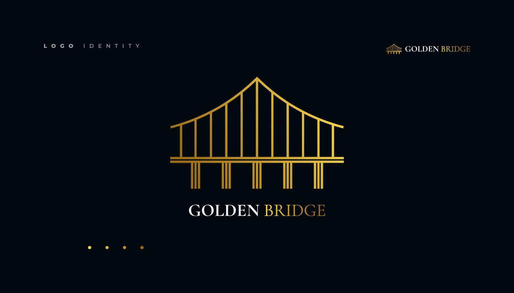 Luxury Bridge Logo with Abstract Gold Color Design vector
