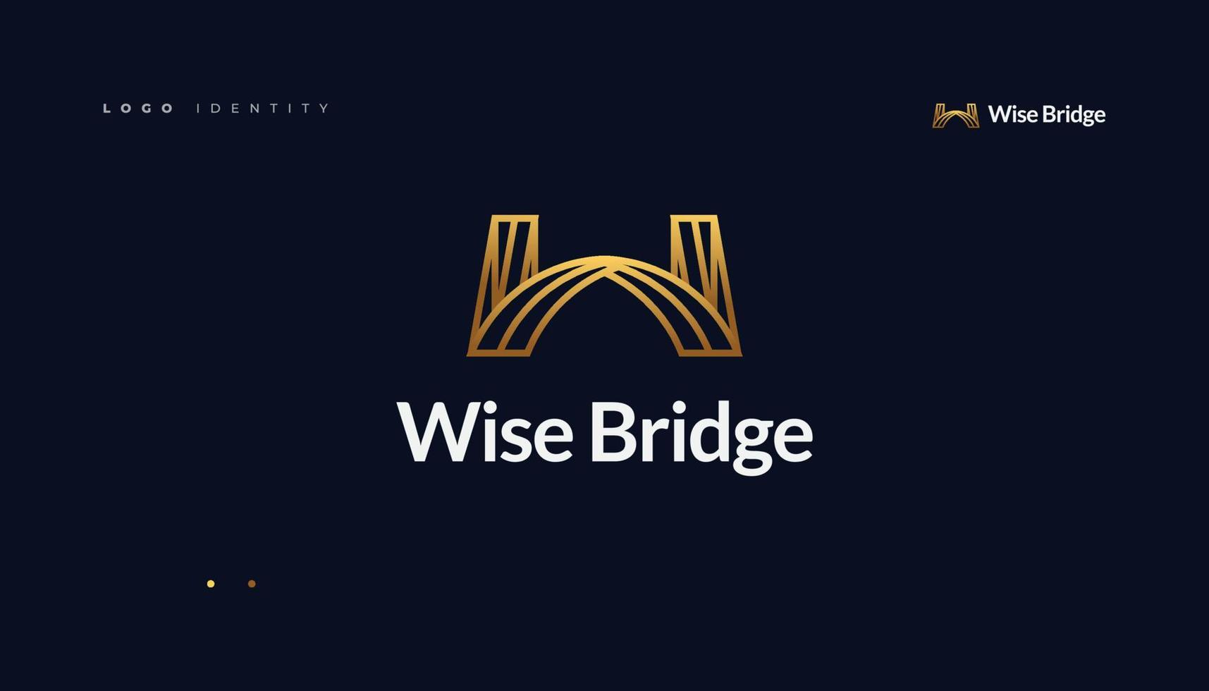 Luxury Bridge Logo with Abstract Gold Color Design vector