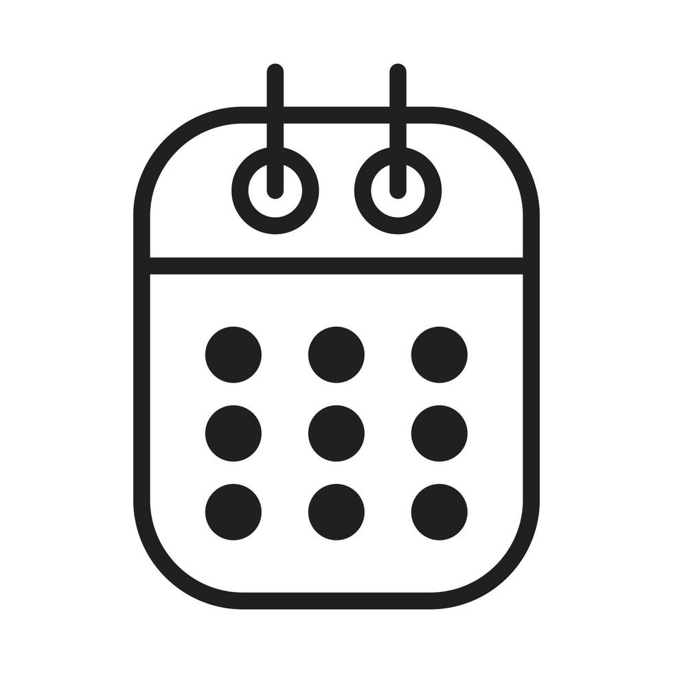 Calendar Outline Icon, Linear Calendar, Black and White Transparent vector