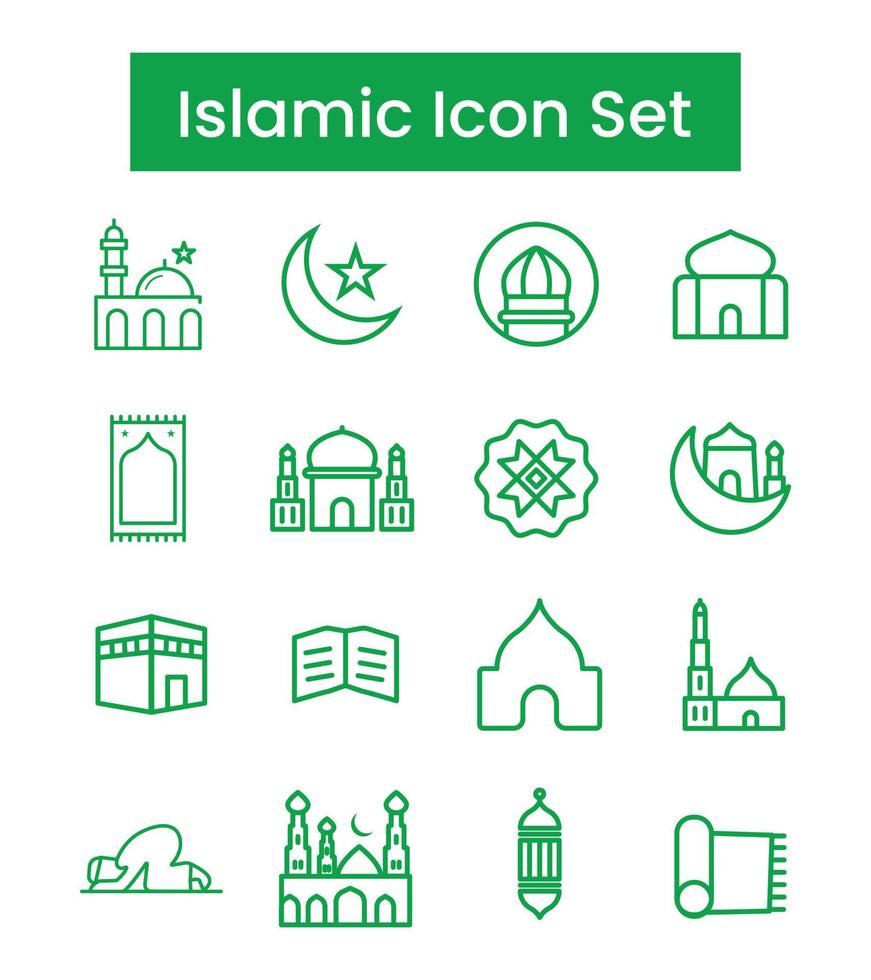 islámico íconos conjunto línea Arte vector, Ramadán kareem elementos, eid Mubarak diseño elementos, musulmán oración, mezquita vector