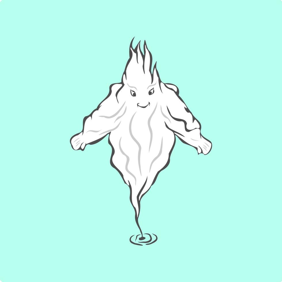 Happy ghost character out from small black hole vector