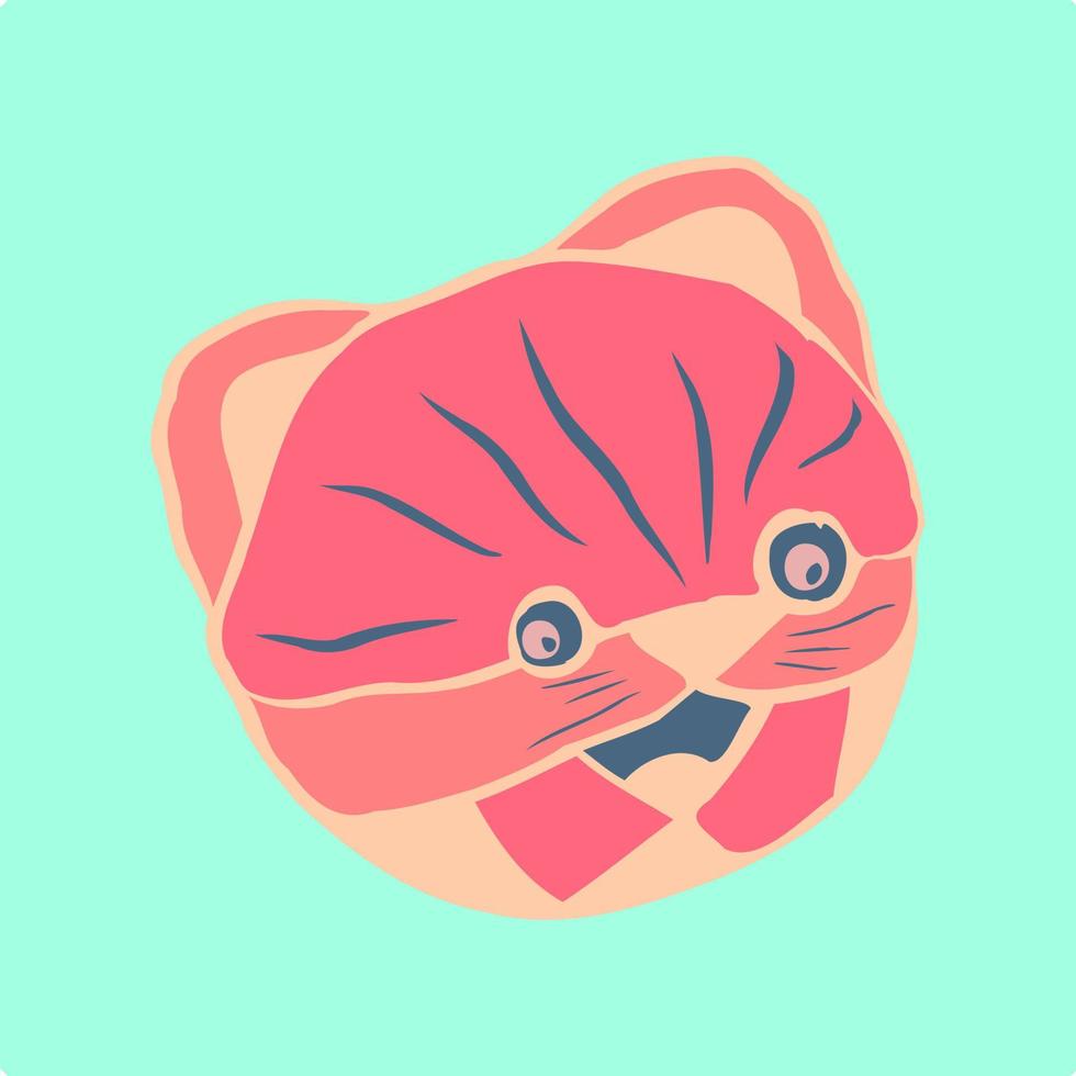 Funny abstract cat face vintage vector