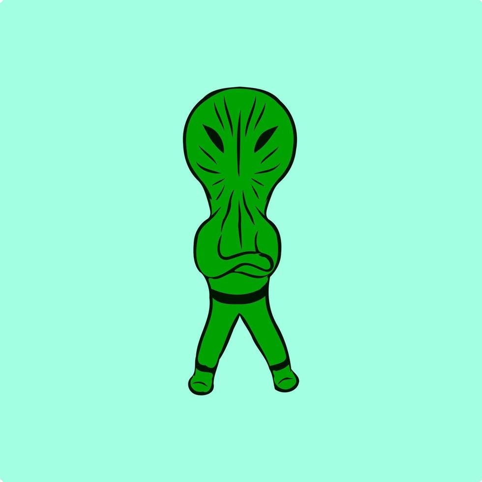 verde extraterrestre chico en pie actitud vector