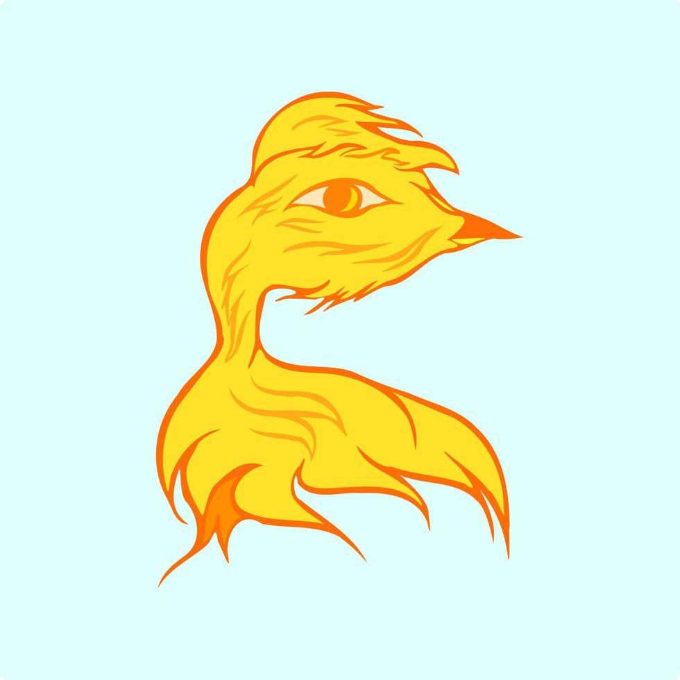 Little yellow bird cartoon shape vector
