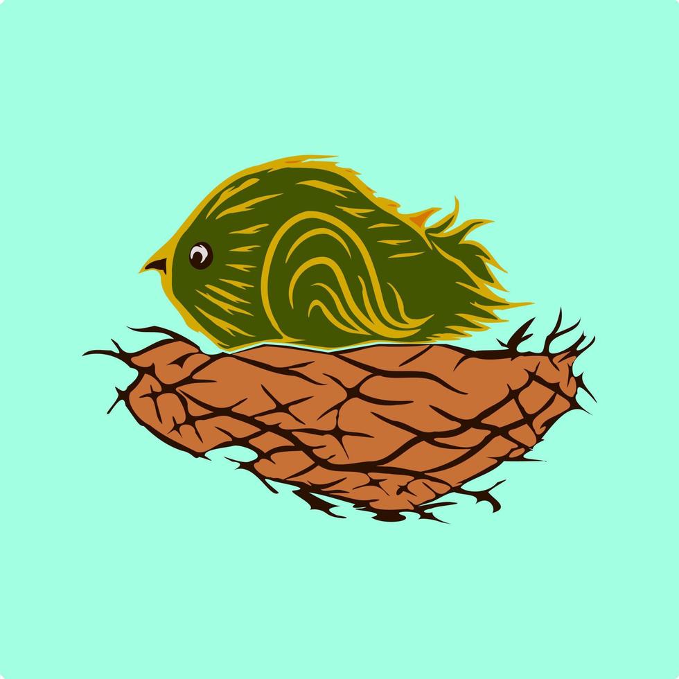 Little bird relax in the nest vector