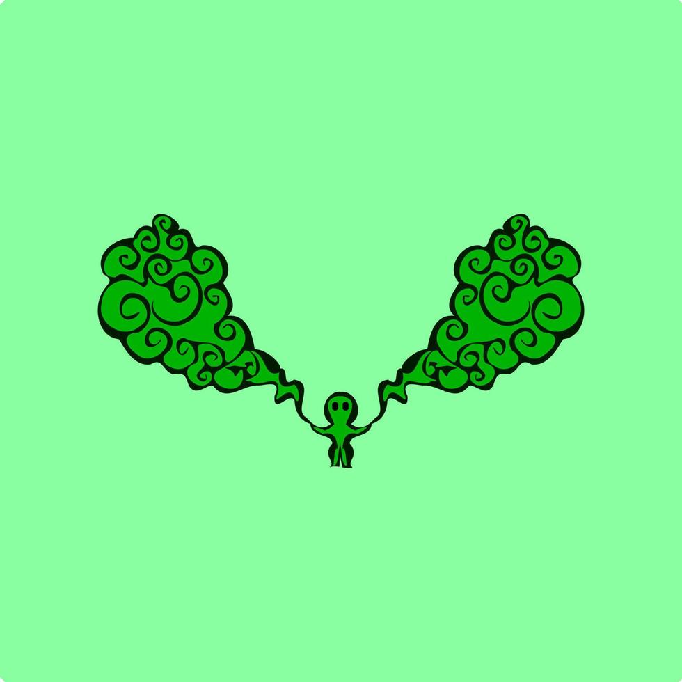 Alien use his big hands vector