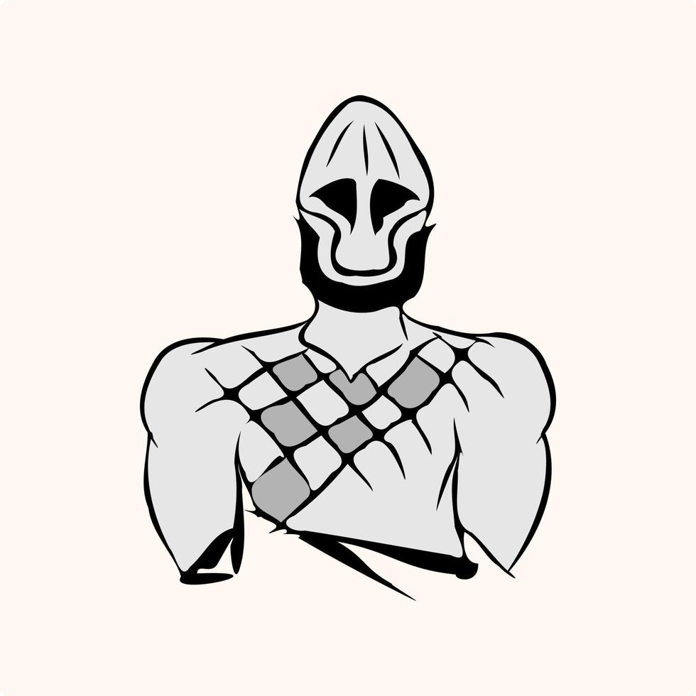 Front side of warrior character with mask vector