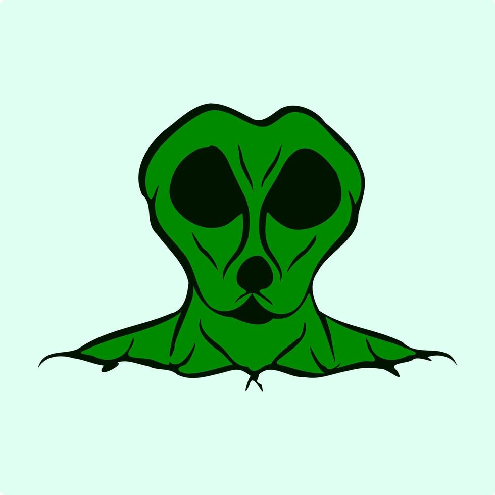 verde extraterrestre perro cara con humano forma vector