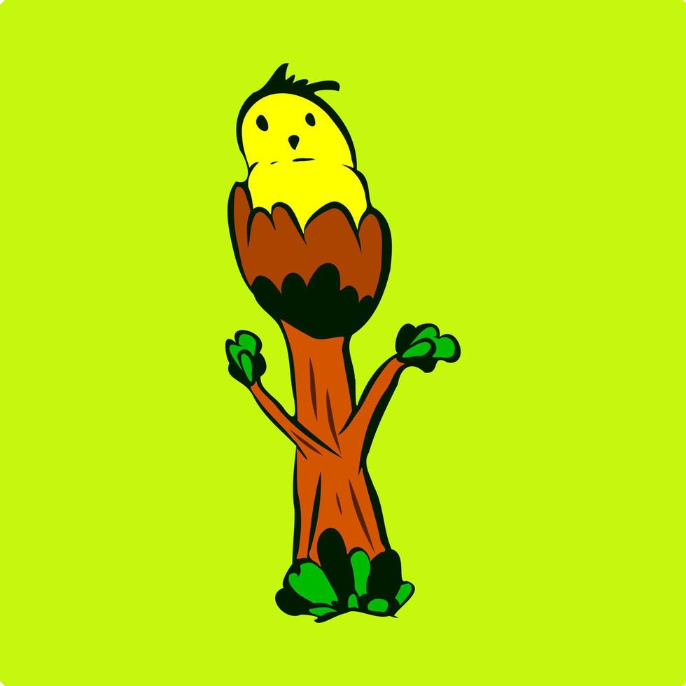 Little bird on the top of tree vector