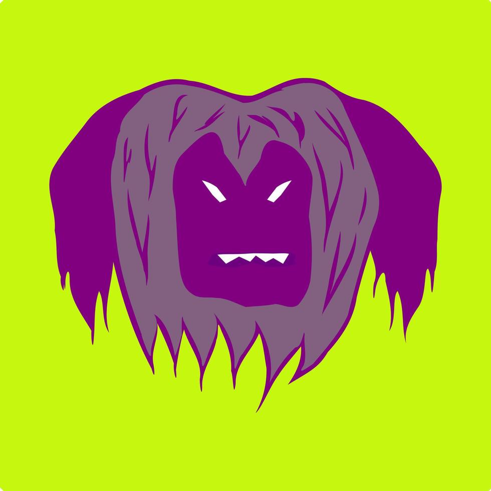 púrpura enojado pluma icono personaje vector