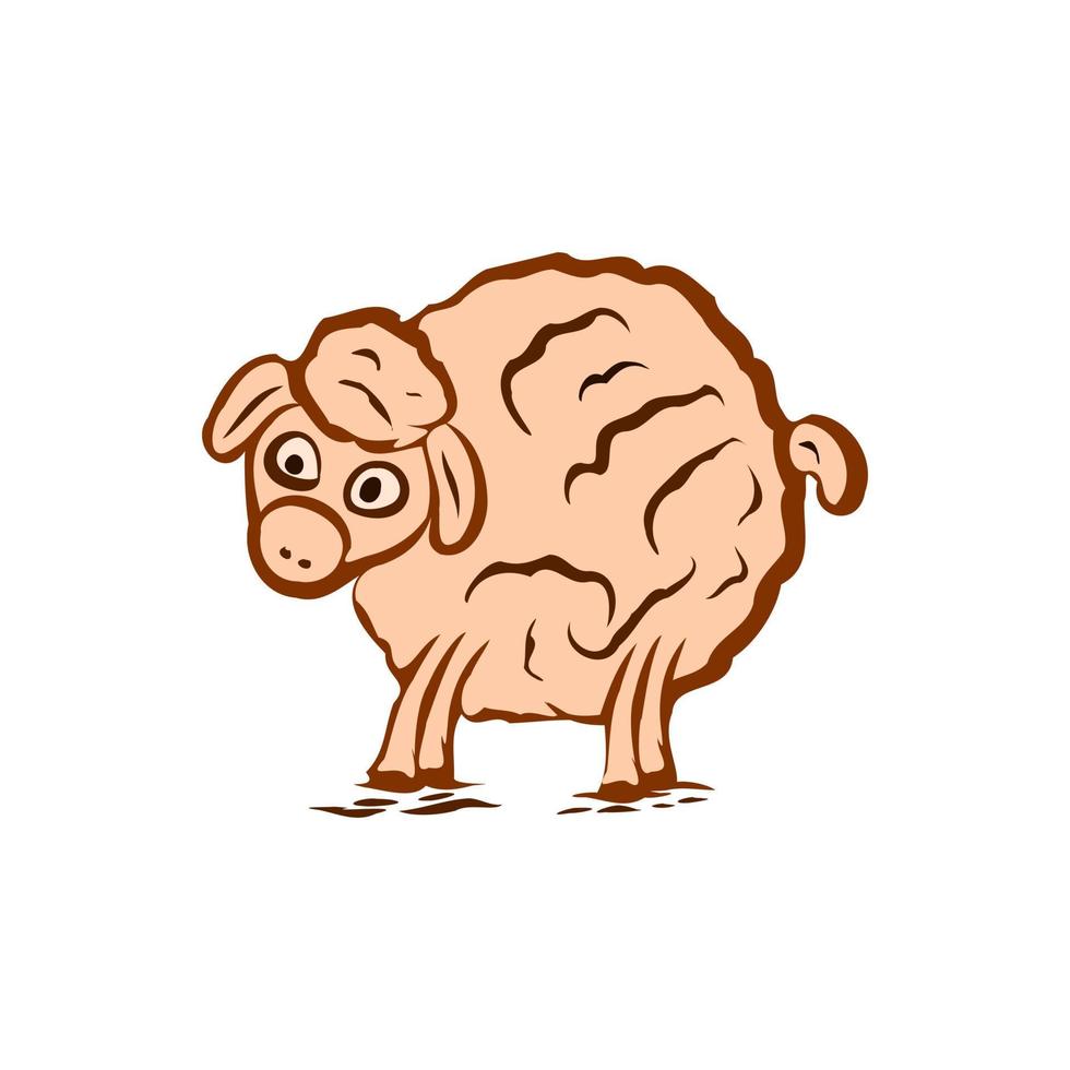 Little sheep with confuse face vector