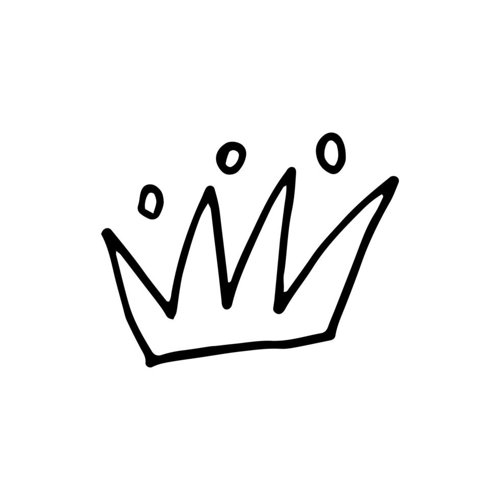 Vector doodle crown illustration. Simple hand drawn crown isolated.