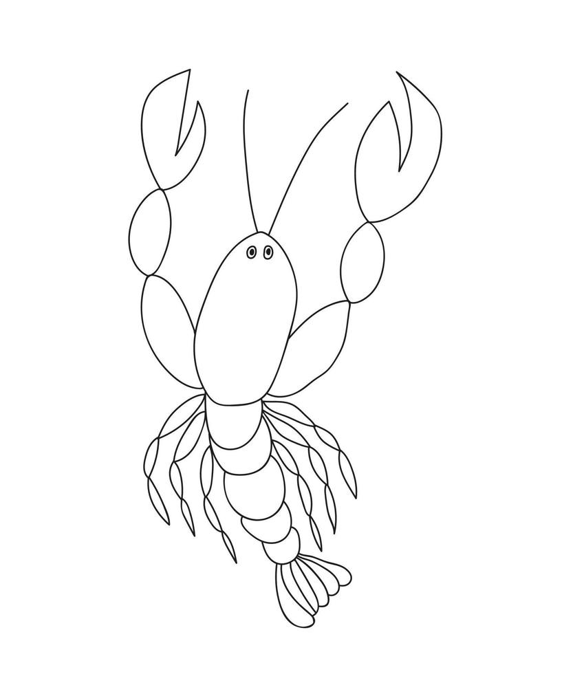 Hand drawn doodle crawfish. Vector crab illustration. Vector stock