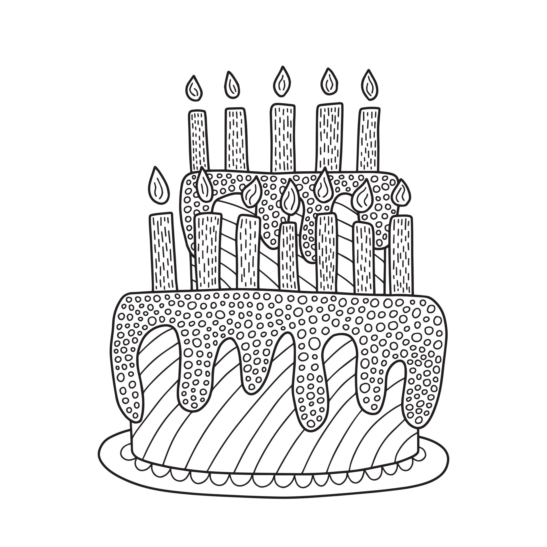 Birthday Candles Coloring Pages - Happy Birthday Coloring Page Coloring Page With Doodle Birthday Cake And Candles Vector 