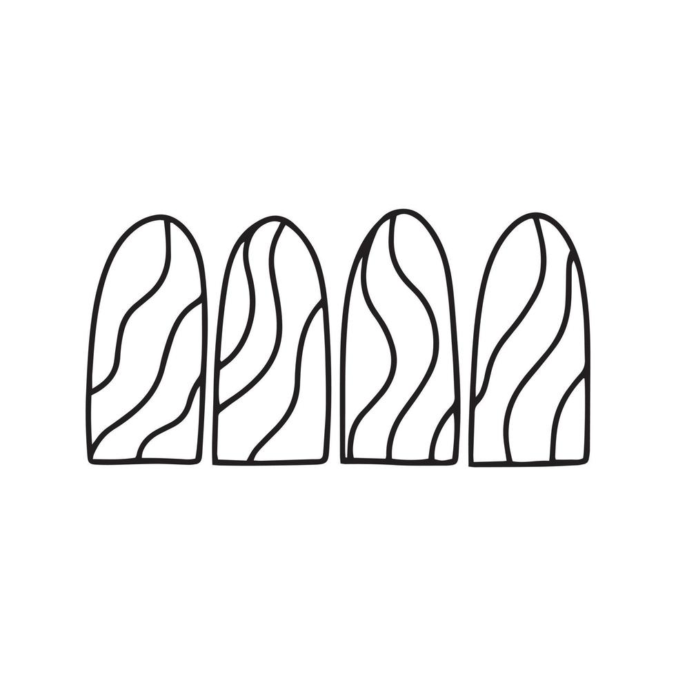 Vector set of fingernails with lines.