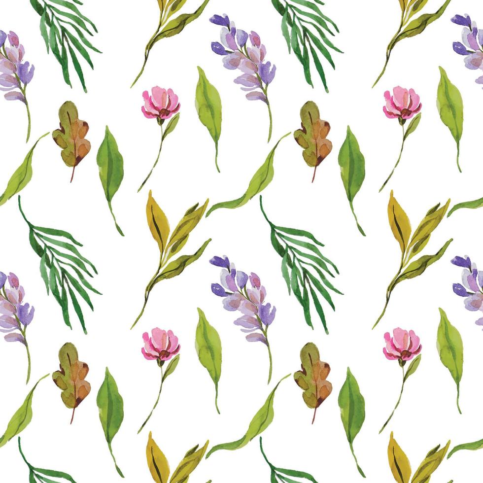 watercolor flower seamless pattern template vector