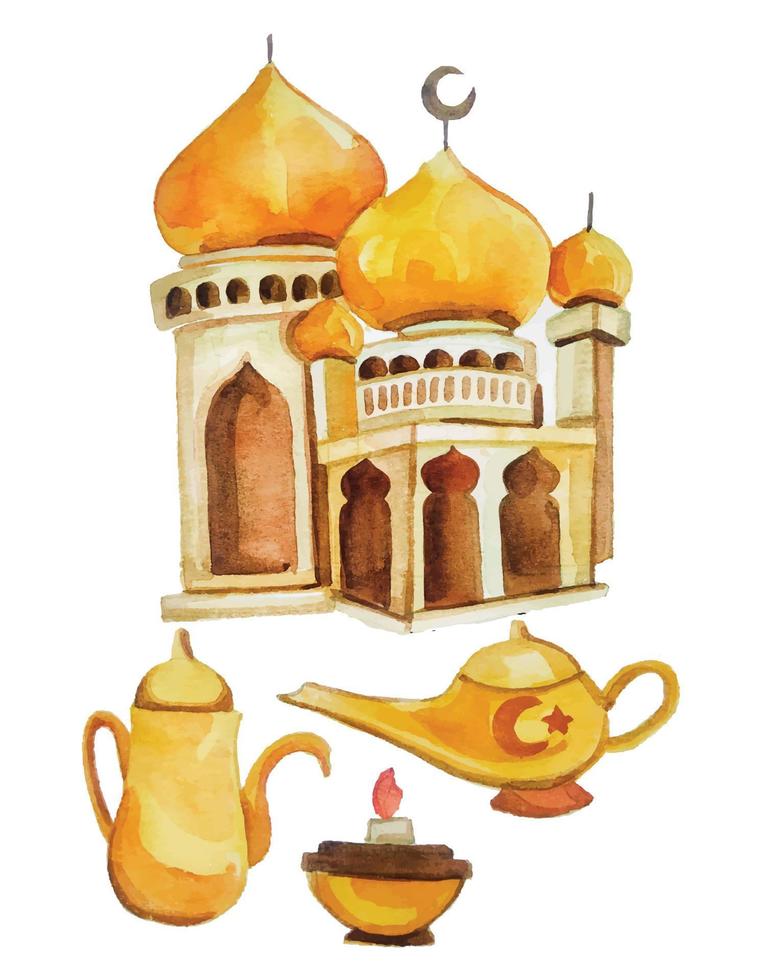 ramadhan watercolor element clipart vector