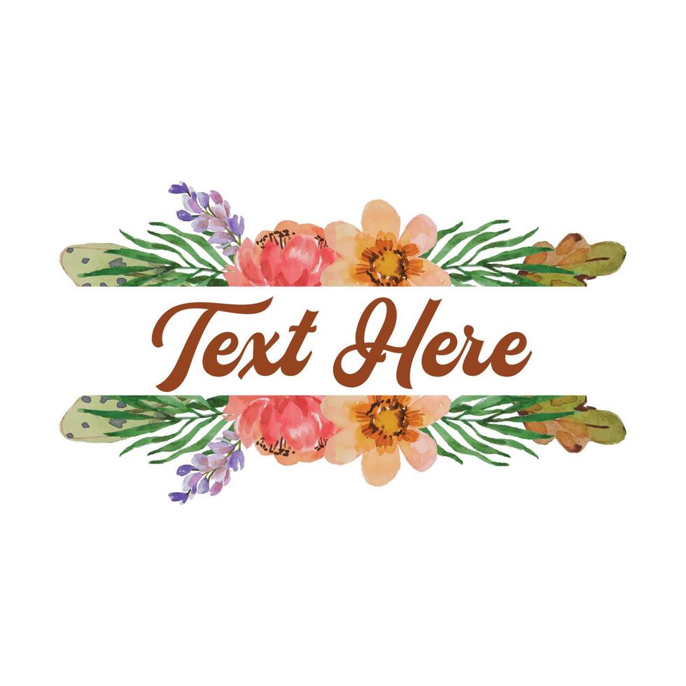 watercolor flower frame template vector