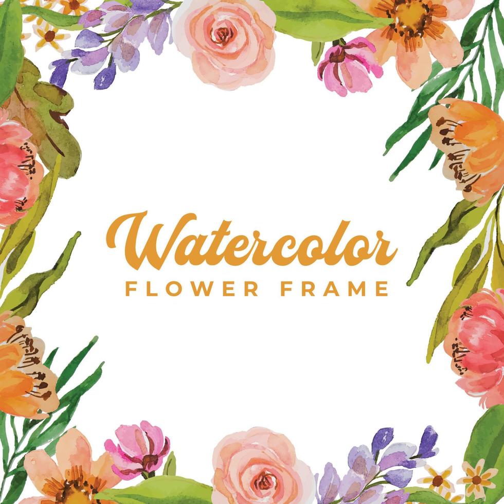 watercolor flower frame template vector