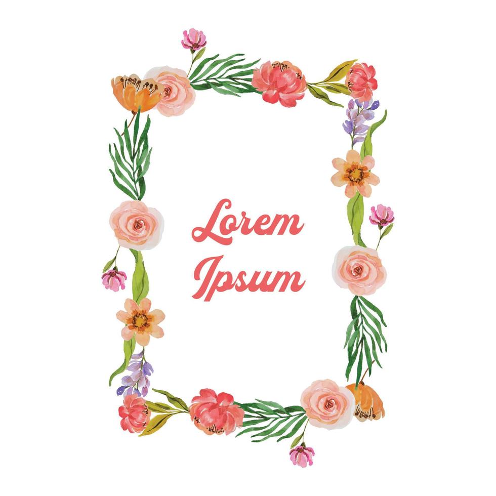 watercolor flower frame template vector
