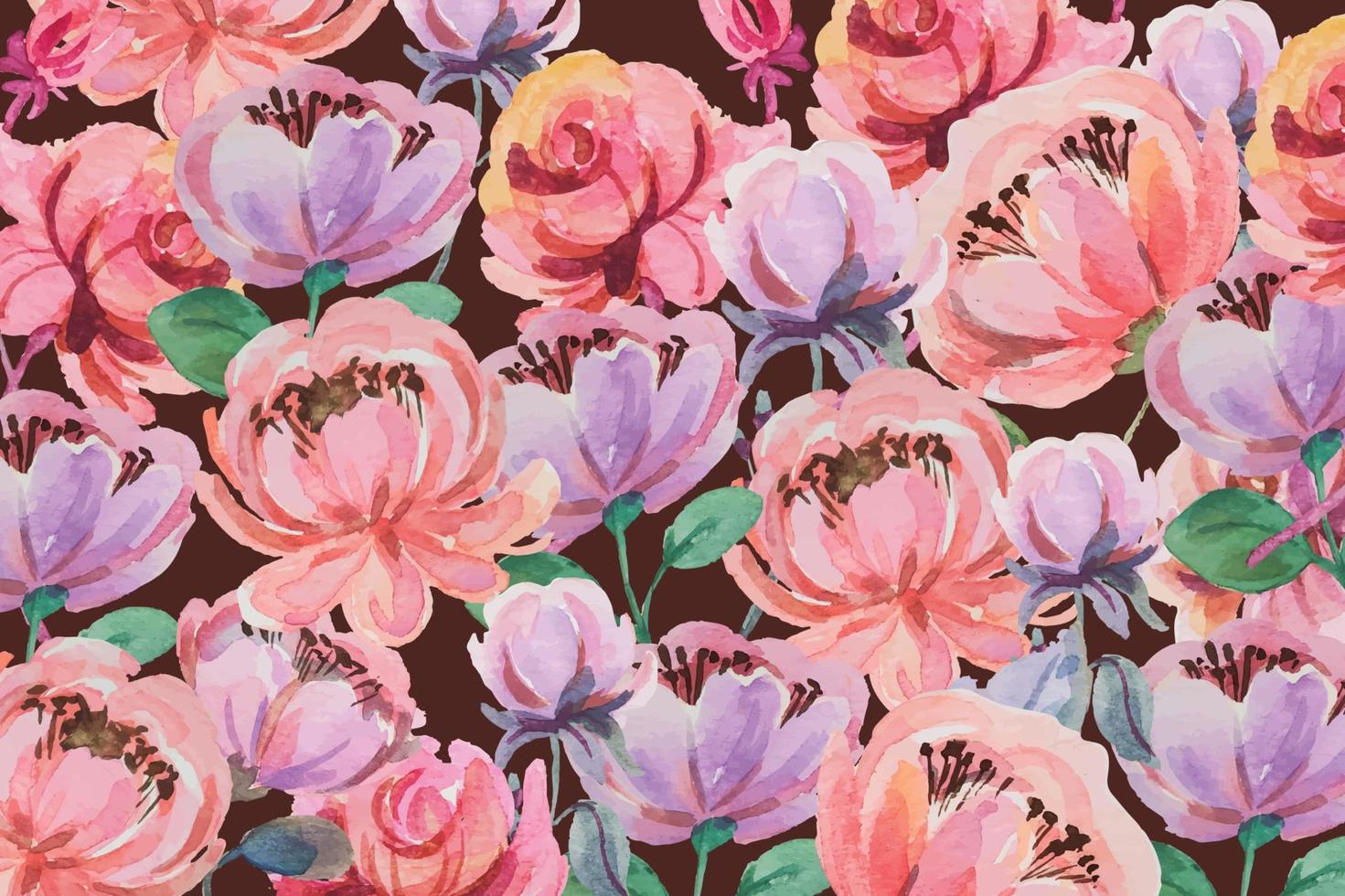 seamless pattern watercolor flower vector