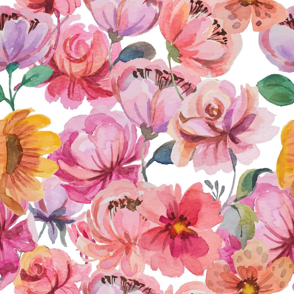 watercolor flower seamless pattern vector