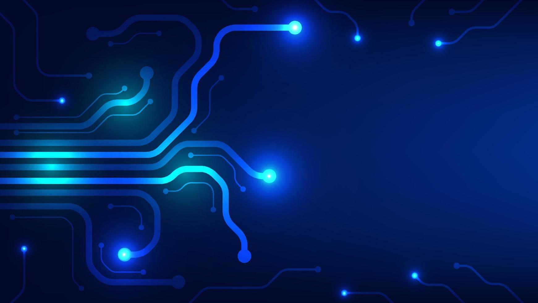 Hi tech digital circuit board. AI pad and electrical lines connected on blue lighting background. futuristic technology design element concept vector