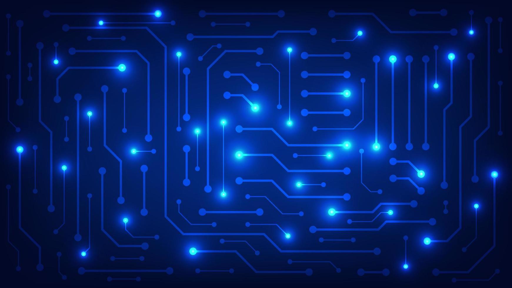 Hi tech digital circuit board. AI pad and electrical lines connected on blue lighting background. futuristic technology design element concept vector