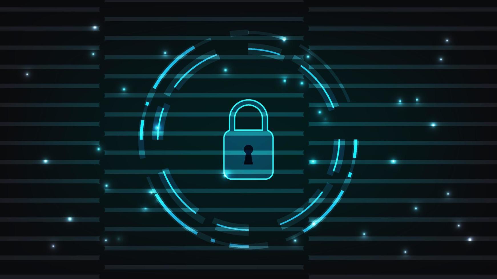 digital padlock with virtual screen on dark background. cyber security technology for fraud prevention and privacy data network protection concept vector