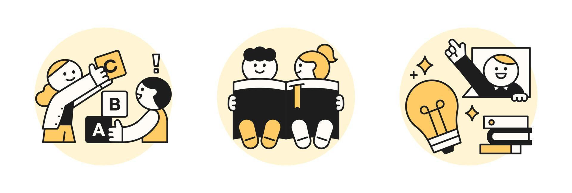 Education concept illustration. Students are studying together and developing their creativity. vector