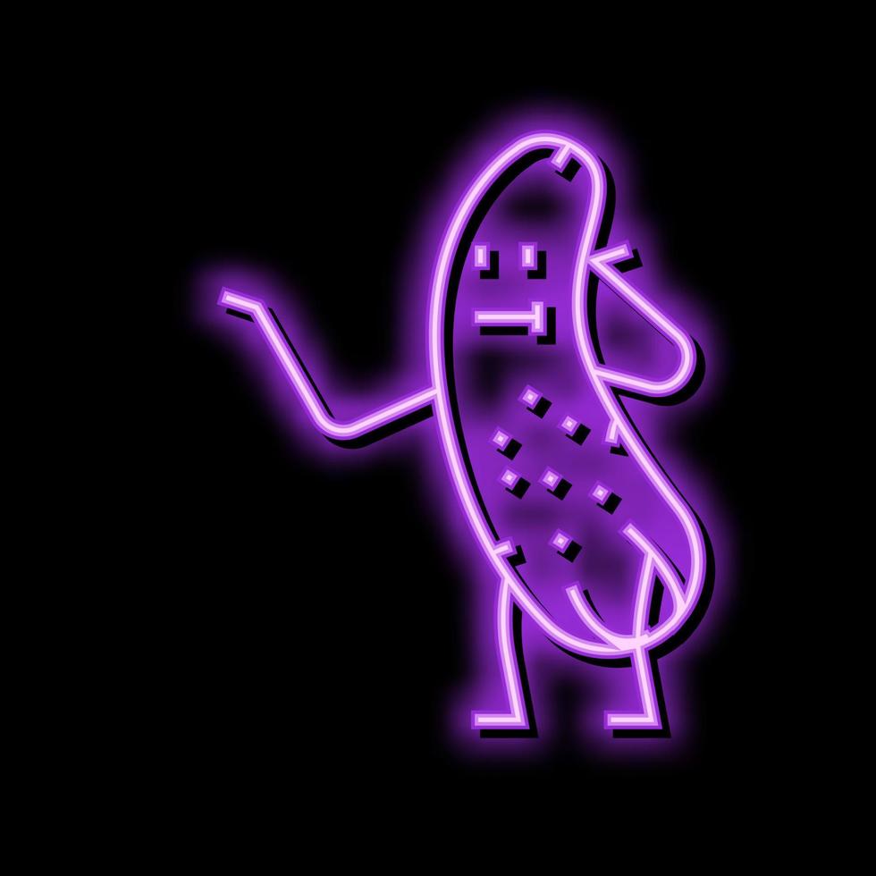 cucumber vegetable character neon glow icon illustration vector