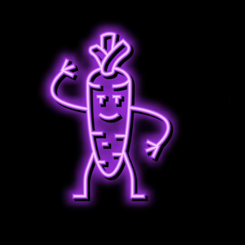 carrot vegetable character neon glow icon illustration vector