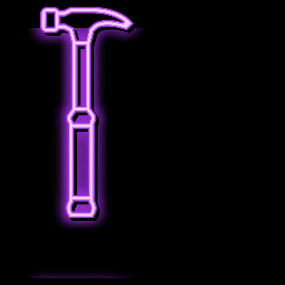 claw hammer tool neon glow icon illustration vector