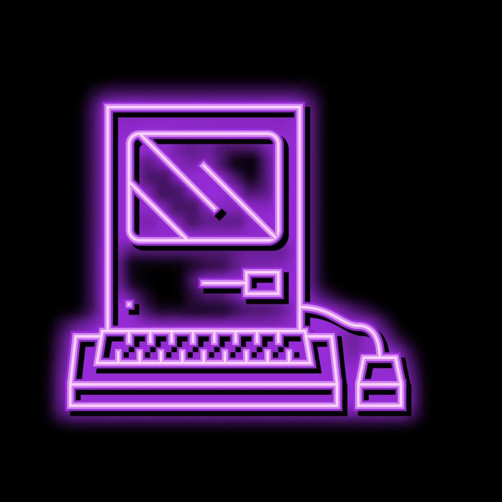 computer pc retro gadget neon glow icon illustration vector