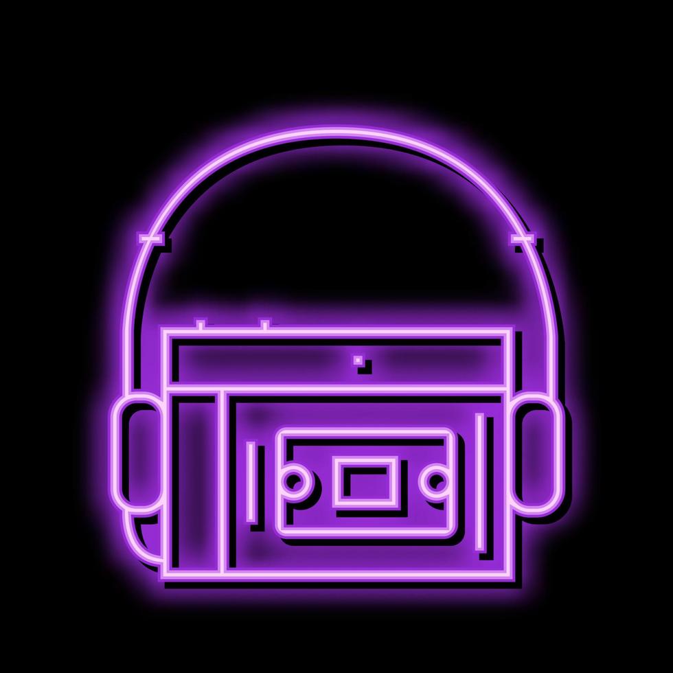 cassette audio player neon glow icon illustration vector