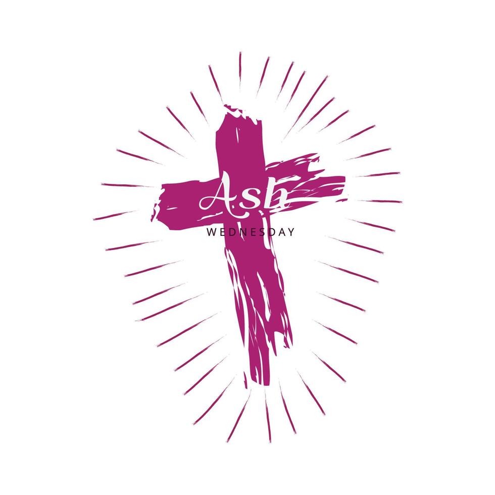 Ash Wednesday Cross Vector Art. Ash Wednesday With Cross, Blessing, Worship, Holy background design.