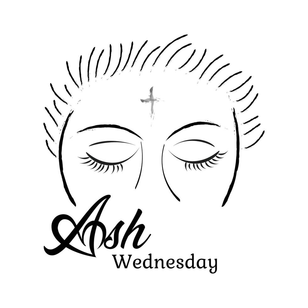 Ash Wednesday Cross Vector Art. Ash Wednesday With Cross, Blessing, Worship, Holy background design.