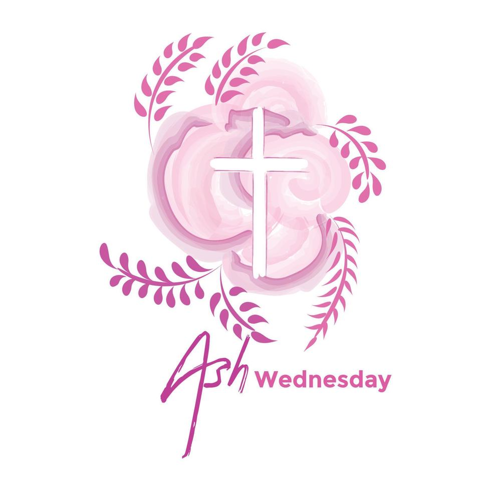 Ash Wednesday Cross Vector Art. Ash Wednesday With Cross, Blessing, Worship, Holy background design.