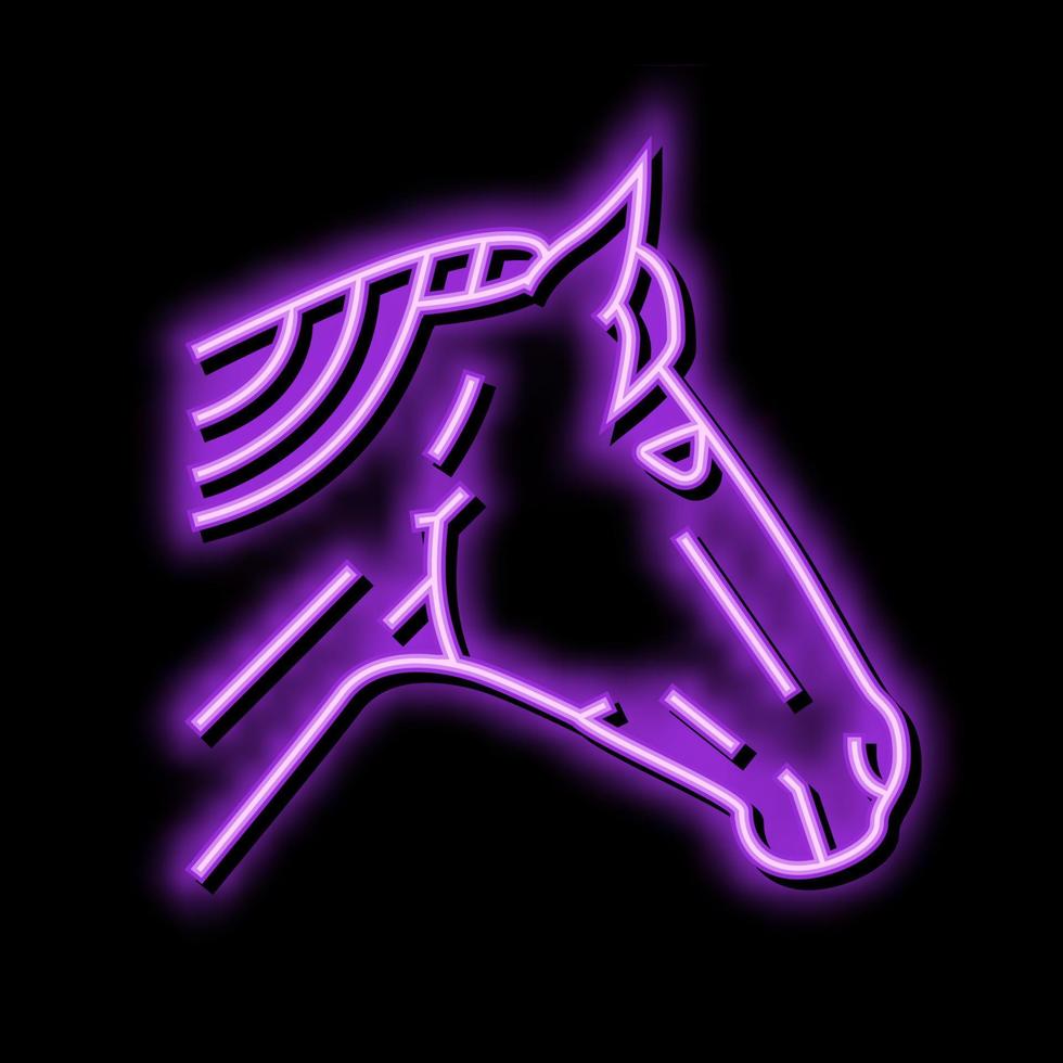 caballo animal zoo neón resplandor icono ilustración vector