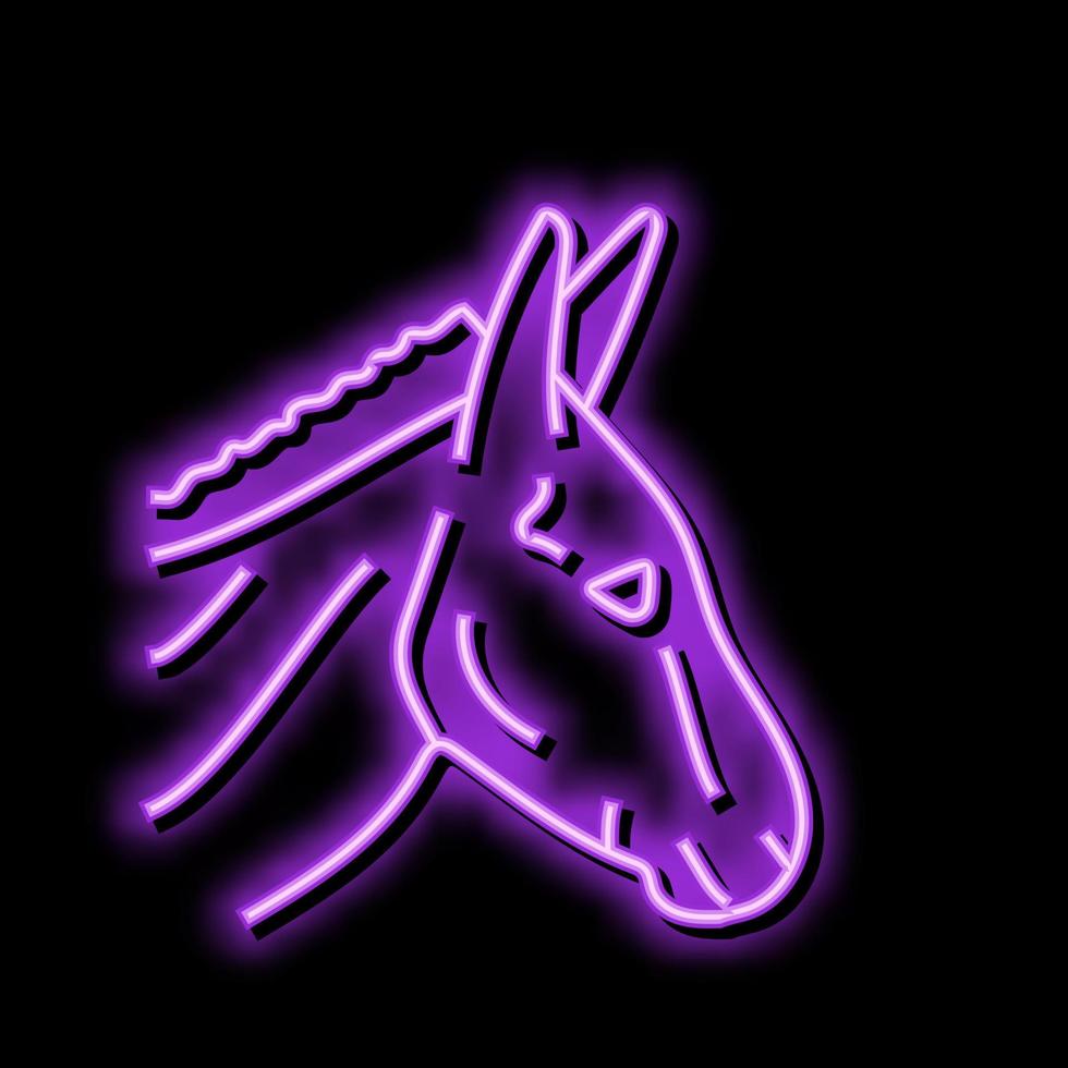 donkey animal zoo neon glow icon illustration vector