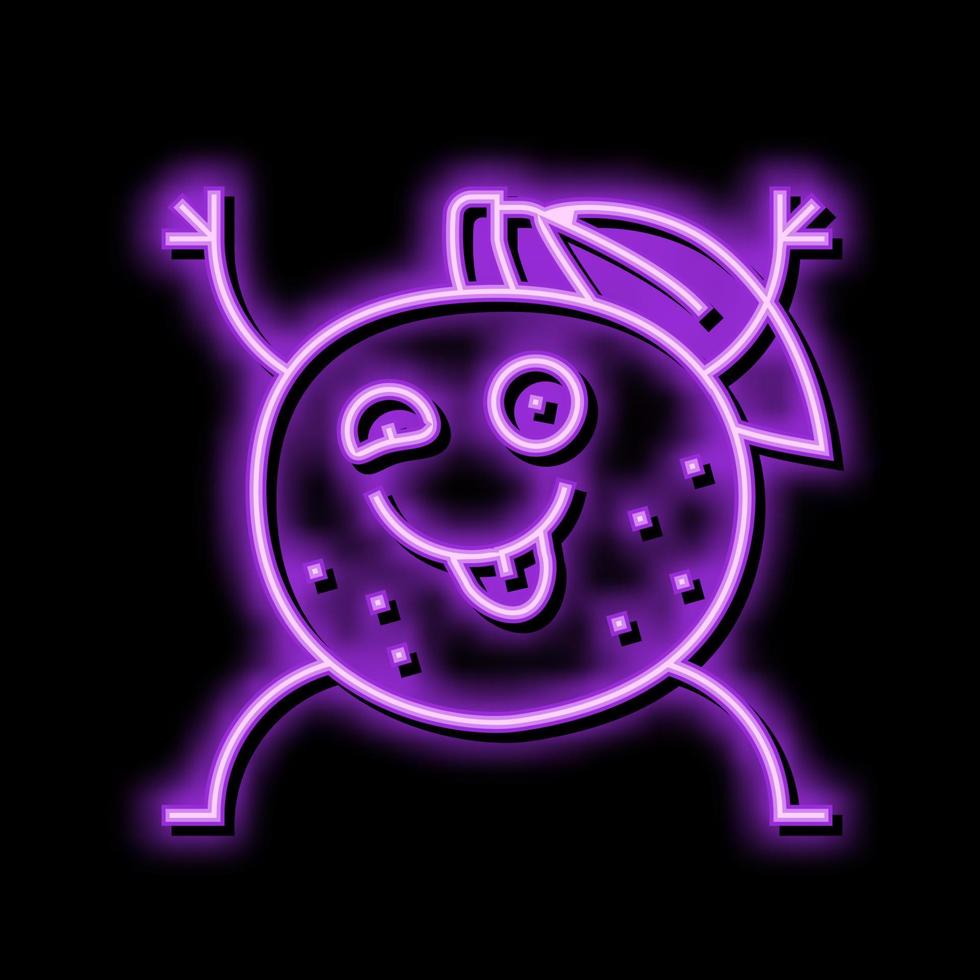 mandarin fruit character neon glow icon illustration vector